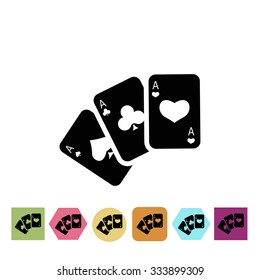 Three playing cards icon