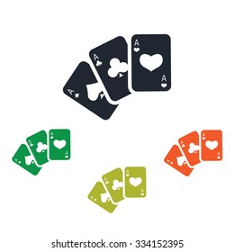 Three playing cards icon