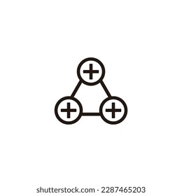 Three plus, three circles geometric symbol simple logo vector