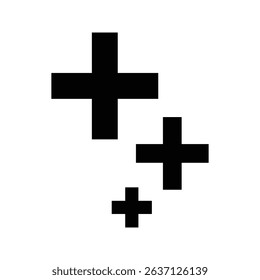Three Plus Icons in Minimalist Black Design on White Background for Creative and Digital Art Projects