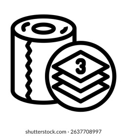 three ply toilet paper line icon vector. three ply toilet paper sign. isolated contour symbol black illustration