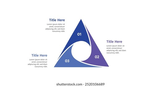 Design infográfico de três pontos, design infográfico corporativo em tons azuis.