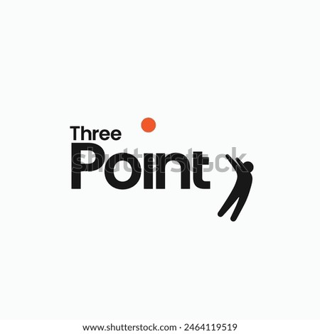 Three point shoot basketball logo. Basketball player shooting ball icon vector illustration