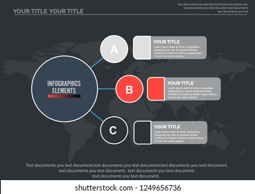 three points process chart. Business data. 