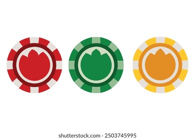 Drei Pokerchips in verschiedenen Farben Vektorgrafik auf weißem Hintergrund