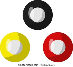 Three pool balls, illustration, vector on a white background.