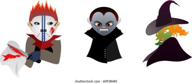 three popular halloween characters
