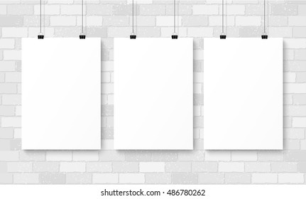 Three Poster Mockup Brick Wall