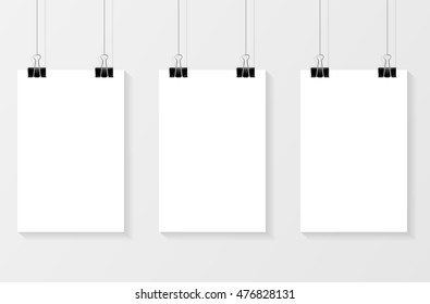 Three poster mockup - stock vector.