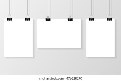 Three poster mockup - stock vector.