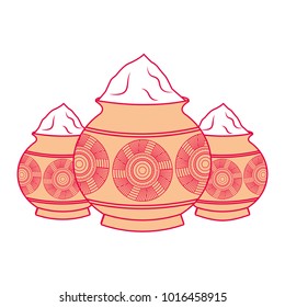 three powder color mud pot and mandala