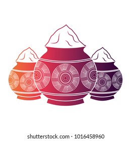 three powder color mud pot and mandala