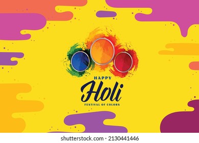 Three powder color plates happy holi background