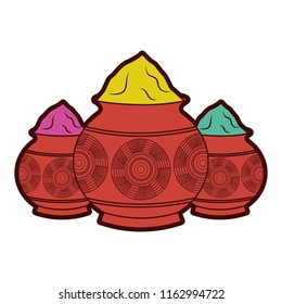 three powder  mud pot and mandala