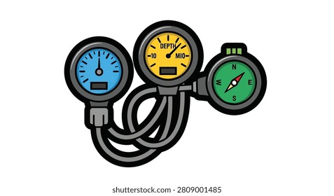 Three pressure gauges connected together