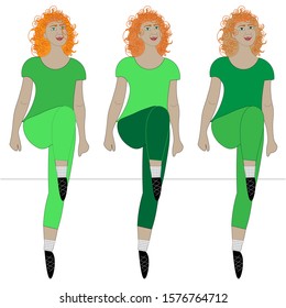 Three pretty girls dancing traditional Irish dance.