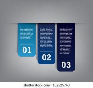 Three progress paper banners, can be used for business design, step presentations, infographics, number options, reports or workflow layout. Clean and modern style