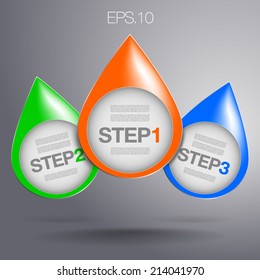 Three progress steps - vector template