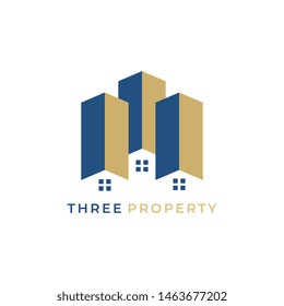 Three property logo icon design vector illustration