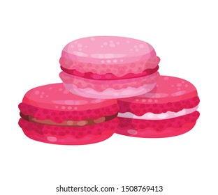 Three puff pastry biscuits with cream. Vector illustration on a white background.