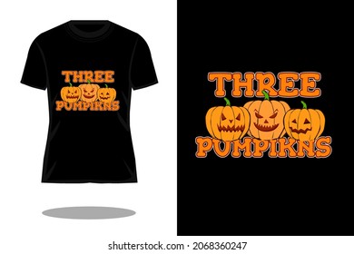 three pumpkin vintage t shirt design