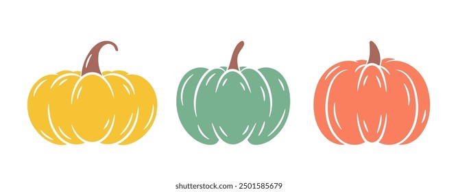 Three pumpkins, autumn colors, vector eps10 illustration