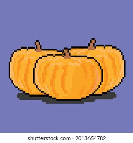 tres calabazas con estilo de arte de píxeles