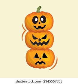 Three Pumpkins Vector. Perfect for Halloween