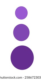 three purple circles on a white background,
