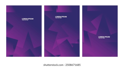 Drei violette und dunkelblaue abstrakte geometrische Formen.
