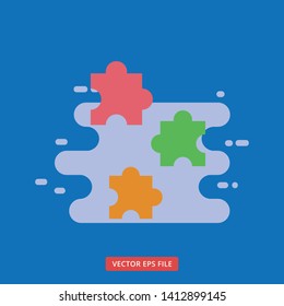 Three puzzle pieces modern flat business vector icon