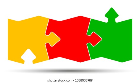 Three puzzle, teamwork, partnership, cooperation - vector