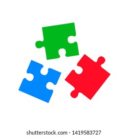 Three puzzle, teamwork, partnership, cooperation, integration - stock vector