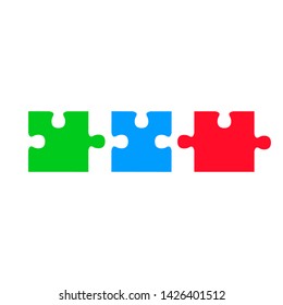 Three puzzle, teamwork, partnership, cooperation, integration - vector