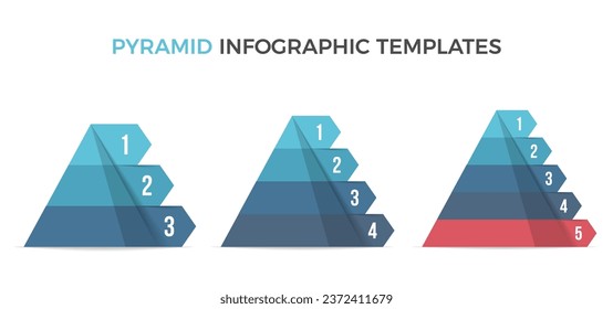 Three pyramid infographic templates, vector eps10 illustration