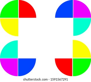 Three quarters of colorful circles.