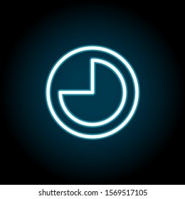 Three quarters of an hour blue neon icon. Simple thin line, outline vector of time icons for ui and ux, website or mobile application
