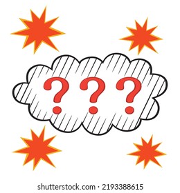 Three question marks on white background, illustrator vector cartoon drawing image painting
