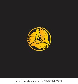 three rabbit animal in circle logo flat design