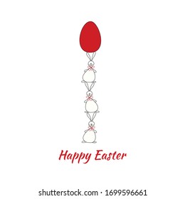 Three rabbit and egg. Easter card