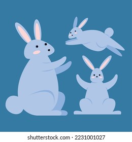 tres grupos de animales de conejo
