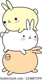 three rabbits having fun with their best friend