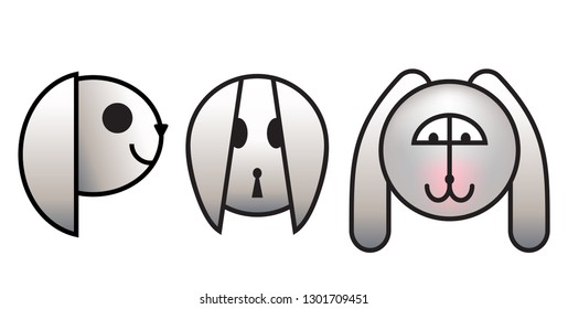 three rabbits heads