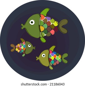 three rainbow fish