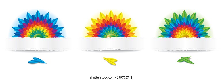 Three Rainbow Flowers