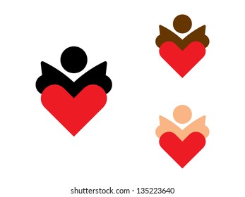 Three Reading Icons with Heart.