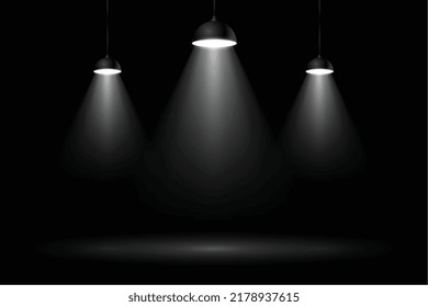 three realistic focus lights studio background