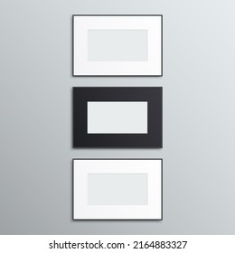 Three Realistic Horizontal Blank Photo Frames Stock Vector (Royalty