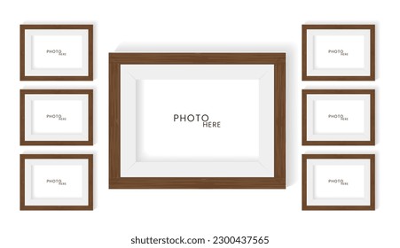 Three realistic photo frame mock up design, modern mock up for wall art vector illustration