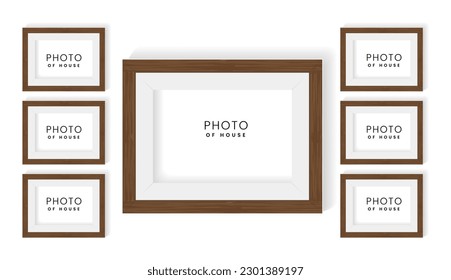 Three realistic photo frame mock up design, modern mock up for wall art vector illustration